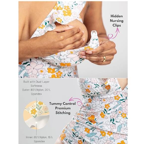 Maternity Nursing Swimsuit – Postpartum Swimsuit Tummy Control, Nursing Bathing - Picture 4 of 5